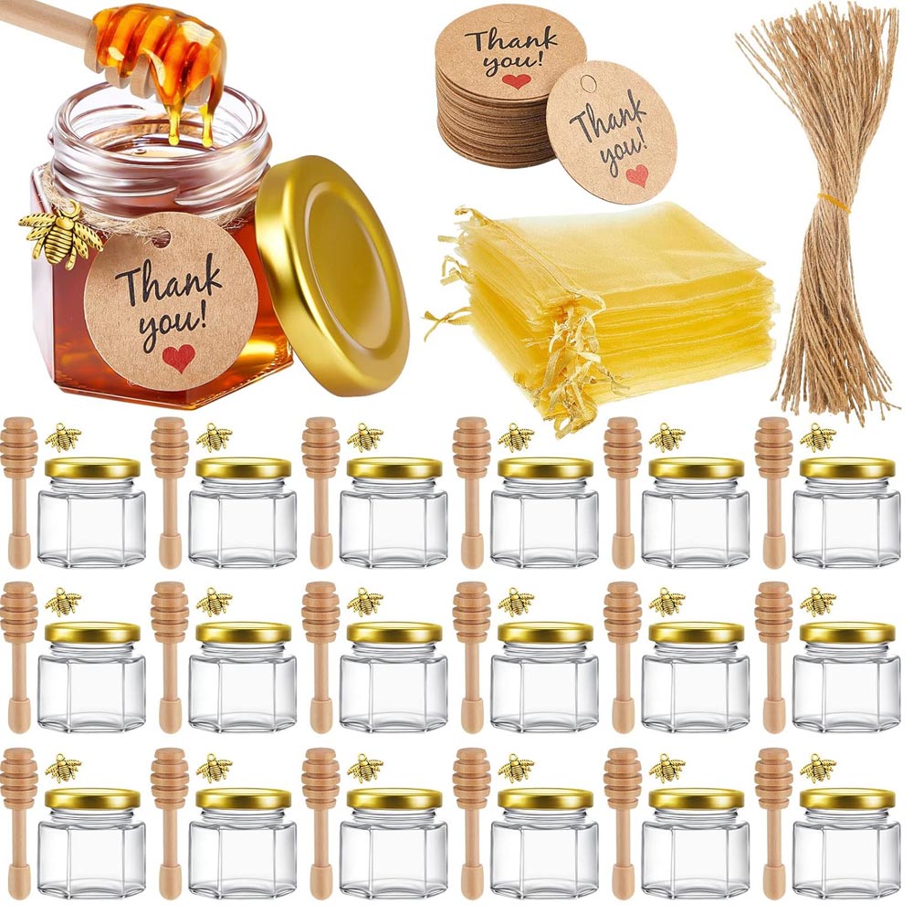 Baby Food Variety Pack - Мини-баночки для меда с ложечкой, золотыми